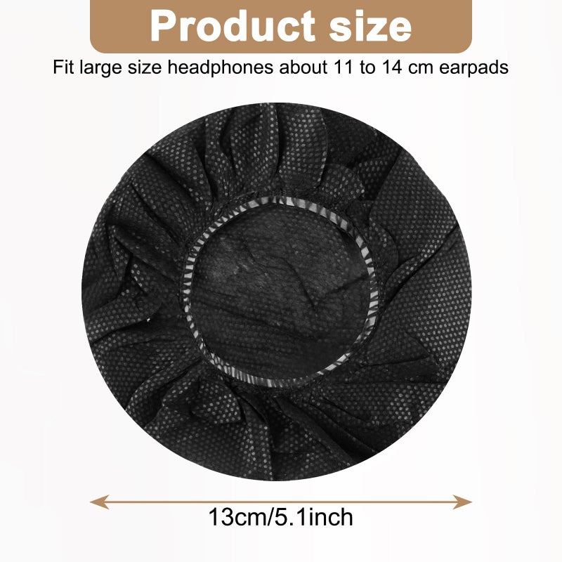 Tvoip 100Pcs Black Non-Woven Sanitary Headphone Ear Cover, Disposable Super Stretch Covers Washable, for Most On Ear Headphones Earpads (13 cm/ 5.12 Inch) - Image 5
